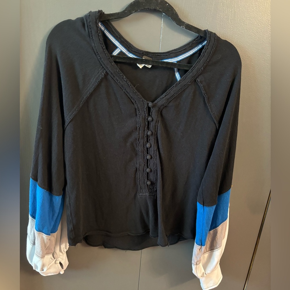 Free people 3/4 button up long sleeve shirt